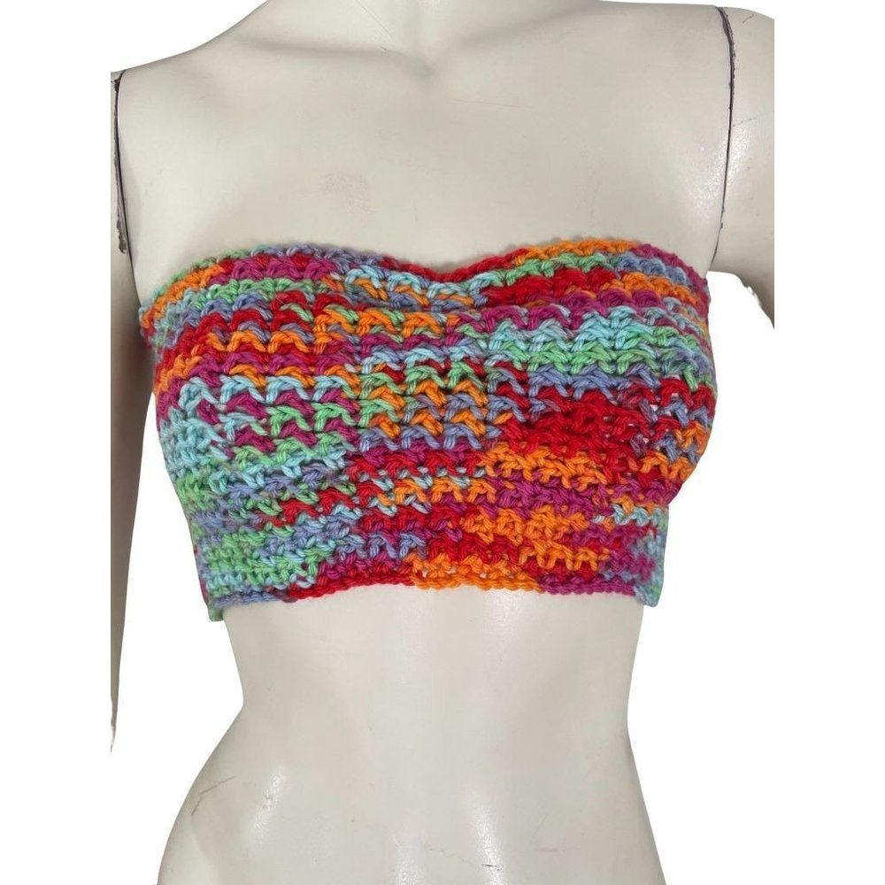 Recycled Threads Crochet Multicolor Bandeau Top
